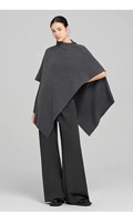 Poncho cape en cachemire 100% pour femme, col montant, tricot ample, fente latérale, couleur unie, manteau décontracté à superposer