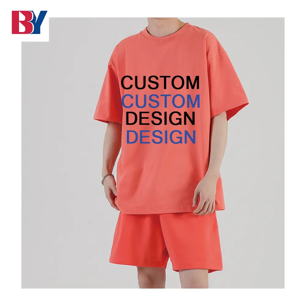 Custom Heavyweight Men Logo Print T shirt Unisex Printing Plus Size Men's T-shirts Oversized Heavy Cotton