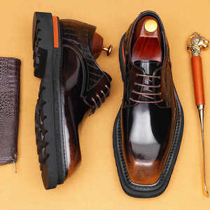 Chaussures habillées décontractées pour hommes en cuir microfibre, chaussures pointues de style Oxford, chaussures habillées formelles en cuir microfibre, chaussures de marche - Product Image 3