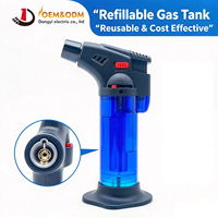 Briquet torche à gaz rechargeable, flamme bleue coupe-vent, réservoir transparent, flamme réglable, pour les grossistes et les commandes en gros