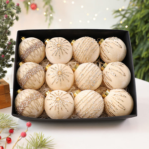 Luxury Velvet Christmas Ornament <b>Gift</b> Set High Quality 4 Assorted Colors Glitter Design Baubles in Black <b>Box</b> for Holiday Gifting - Product Image 6