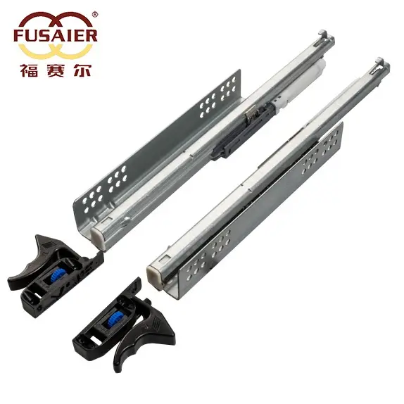 Fusaier full extension Hettich Type undermount soft close with 2D 3D Locking device concealed drawer slides