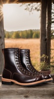 Bottes en cuir véritable Heritage à bout mocassin pour hommes, durables, cousues Goodyear-Welted, style robuste, hauteur de la cheville, lacets, bottes Monkey