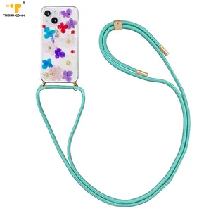 Custodia in TPU con fiori secchi fatti a mano supporto per collana con cordino colorato per iPhone 11/12 Pro Max