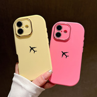 Coque de téléphone créative noire populaire en forme d'avion pour iPhone 16 Plus 15 Pro Max 14 13 12 11, étui arrière en TPU pour téléphone portable