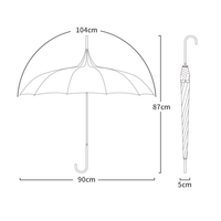 Parapluie pagode à volants personnalisé avec logo OEM, poignée en cuir, 16 baleines, protection UPF50, pour soleil et pluie, idéal pour les séances photo Lolita et les femmes.