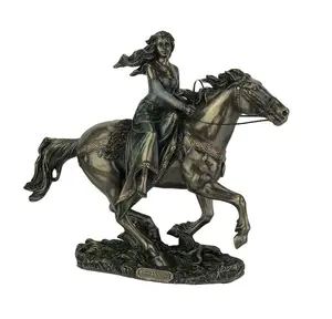 Statue de la déesse celtique à cheval, statue de grand cheval en bronze avec fille sexuelle