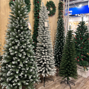 UMIND New Design Customized Slim Snow Flocked Wrapped Artificial Christmas <strong>Tree</strong> for Christmas Decoration - Product Image 1
