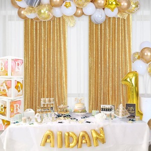 Gouden Pailletten Achtergrond Gordijn Feest Podium 2-delige Set, 2ftx8ft Bruiloft Achtergrondgordijn - Product Image 1