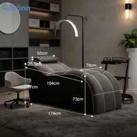 Meubles de salon de beauté, design ergonomique, lit d'extension de cils incurvé en forme de S, doux