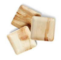 Fournisseur d'assiettes à dîner carrées jetables écologiques en feuille de palmier de 6x9 pouces