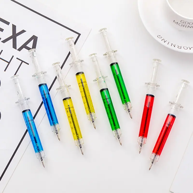 أقلام حبر جاف مع سائل, أقلام حبر جاف بلاستيكية لطيفة محمولة متعددة الألوان مطبوعة بشعار مخصص حسب الطلب