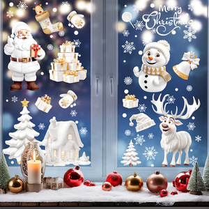 Autocollants de Noël pour fenêtres en verre, amovibles, imperméables, adhésifs statiques, <span class=keywords><strong>rennes</strong></span> et bonhommes de neige blancs, décorations écologiques en PVC pour portes et murs - Product Image 5