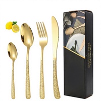 Usine OEM/ODM Dingyong, vaisselle occidentale, luxe léger, motif rétro, couteau et fourchette en acier inoxydable poli miroir, ensemble d'ustensiles de table