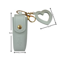 Ensemble de porte-clés avec étui à rouge à lèvres en forme de cœur avec logo personnalisé, en PU, imperméable, élégant, mini trousse de maquillage pour femmes, boîte cadeau