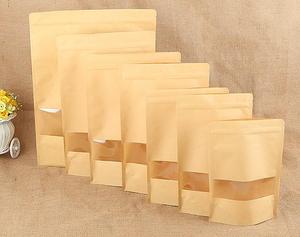 Bolsa de papel kraft marrón de pie, con ventana pequeña y cremallera para embalaje de alimentos - Product Image 6
