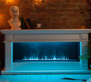 <span class=keywords><strong>Cheminée</strong></span> électrique moderne à vapeur d'eau en <span class=keywords><strong>marbre</strong></span>, avec télécommande via application, flammes multicolores, à installer sous le téléviseur - Product Image 2