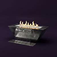 Table de foyer extérieur moderne autoportante en acier inoxydable écologique avec revêtement en poudre, cheminée à gaz pour patio, barbecue et fêtes