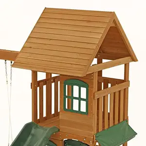 Nhà Chơi Trẻ Em Ngoài Trời Bằng Gỗ Với Slide Ngôi Nhà Cubby Hiện Đại Phổ Biến Với Nhà Chơi Bằng Nhựa