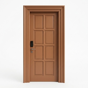 Esta puerta de entrada frontal de estilo americano con múltiples paneles cuenta con una cerradura inteligente para mayor seguridad y un elegante marco decorativo. - Product Image 1