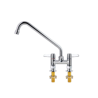Robinet de cuisine chromé de luxe moderne avec garantie de 3 ans, tuyau de 6 à 14 pouces à double poignée en laiton pour lavabo de cuisine