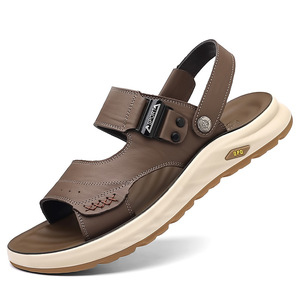 Men's Lightweight Cushioning Sports Casual Open Summer Outdoor Walking Beach Genuine Leather Upper Steel <b>Toe</b> Arch Sandals - Product Image 4