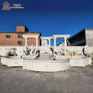 Hermosa FUENTE DE <span class=keywords><strong>Trevi</strong></span> de agua de mármol piedra tallada de jardín al aire libre blanco grande - Product Image 3