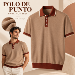 Polo de Punto para Hombre, Suéter de Manga Corta con Ribete en Contraste y Dobladillo Acanalado, Estilo Retro Casual, Ropa de Hombre, Fábrica de Prendas de Punto Personalizadas - Product Image 1
