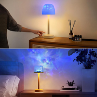 Lámpara de Proyección Moderna con Base Alta, Efecto de Ondas de Agua, Recargable, con Control Remoto, Diseño de Base Alta, 3200mAh, para Restaurante