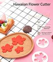 Ensemble de 3 emporte-pièces en forme de fleur d'hibiscus, moules en plastique pour fondant en forme de fleur d'Hawaï pour la décoration de gâteaux DIY