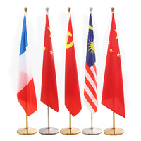 Mât de drapeau de haute qualité en acier inoxydable, 2M, 2.6M, 3M, pour conférence, bureau, intérieur, avec support de base - Vente directe usine Chine
