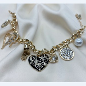 <span class=keywords><strong>Pulsera</strong></span> de Aleación Chapada en Oro de 18K con Colgante Geométrico de Diamantes Completos y Borla en Forma de Corazón, Estilo Urbano y Elegante para <span class=keywords><strong>Mujer</strong></span> - Product Image 5