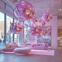 Nouvel arrivage d'ornements d'ameublement d'art de Pâques géant décoratif brillant PVC miroir réfléchissant oeufs gonflables lapin pour la décoration