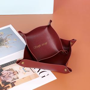 Pu Tray <b>Foldable</b> Table Storage Box Jewelry Key Coin <b>Desk</b> Top Organizer Entryway Nightstand Home Office Decoration - Product Image 3