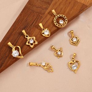 Collezione di ciondoli bikini lucidi F238 in acciaio inossidabile placcato oro 18K PVD con zirconi, a forma di cuore, angelo, fiore, ciondoli fai da te, impermeabili e anti-ossidazione. - Product Image 5