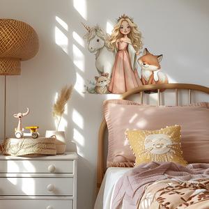 <span class=keywords><strong>Adesivi</strong></span> Murali 3D Impermeabili Personalizzati con Personaggi Cartoon Carini Cavallo Volpe Principessa per Cameretta Bambina - Product Image 2