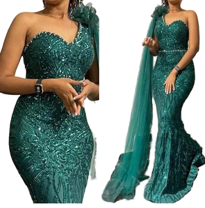 ビンテージフロアレングススパンコールプロム女性用取り外し可能な羽袖スプリットスパゲッティストラップビーズ宴会パーティー花嫁 - Product Image 2