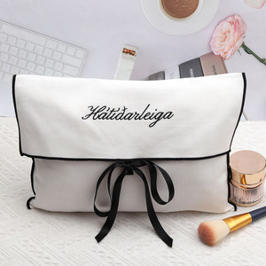 Kustom Logo hitam mewah putih katun Twill tas amplop pakaian sepatu penutup kanvas kemasan Flap ukuran kantong debu cetak - Product Image 2