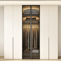 Armoire sur mesure écologique et durable à porte vitrée et tiroirs, design moderne, vente directe usine pour chambre, villa, hôtel