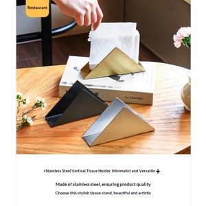 Tempat Kartu Serbet Baja Tahan Karat, Organizer Meja Vertikal Elegan untuk Dapur, Bar, Restoran, Rak Berdiri Kompak dan Tahan Lama - Product Image 2