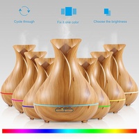 Diffuseur d'huiles essentielles ultrasonique électrique de haute qualité 400 ml Grain de bois Humidificateur 7 lumières LED colorées Aromathérapie Ménage