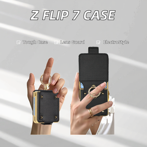 Funda Protectora de Pantalla de Cuero PU de Lujo con Anillo de Dedo de Diamantes, Funda Plegable Electrochapada para <span class=keywords><strong>Samsung</strong></span> Galaxy <span class=keywords><strong>Z</strong></span> Flip 7 - Product Image 2