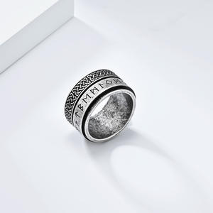 Retro Nordic Viking Letter Celtic Knot Rotating <b>Titanium</b> Steel <b>Ring</b> For <b>Men</b> Oversized Index Finger Jewelry Gift - Product Image 4