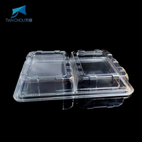 Conteneur d'emballage alimentaire rectangulaire en plastique PET de qualité alimentaire, vente en gros d'usine, boîte à lunch à emporter avec 2 compartiments, boîte de rangement