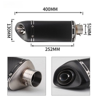Tuyau d'échappement rond triangulaire incliné, adapté aux modifications de pièces ZX6R,GSX250,Huanglong 600,Ninja 400,Z250R3,CBR