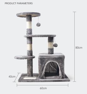Grey <span class=keywords><strong>3</strong></span> Tiers <span class=keywords><strong>Cat</strong></span> <span class=keywords><strong>Condo</strong></span> Met Sisal Krabpalen Pluche Kat Klimtoren Kattenbomen & Scratcher - Product Image 3