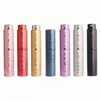 Flacon pulvérisateur de parfum miniature personnalisé de 10 ml, coque en aluminium cylindrique mince, intérieur en verre gravé à motif floral, rechargeable