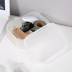 Organizador de oficina para el hogar de PP resistente al agua, caja de almacenamiento de escritorio multiusos, tapa, bolígrafo de plástico apilable rectangular, soporte para cuaderno - Product Image 1