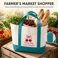 Sac fourre-tout en toile personnalisé brodé, style club de bord, nautique, avec poche avant, idéal pour les vacances à la plage et le shopping