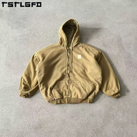 Veste de travail d'hiver en toile de canard épaisse, doublée de lin, avec lavage vieilli personnalisé en tissu recyclé, style Detroit Carpenter